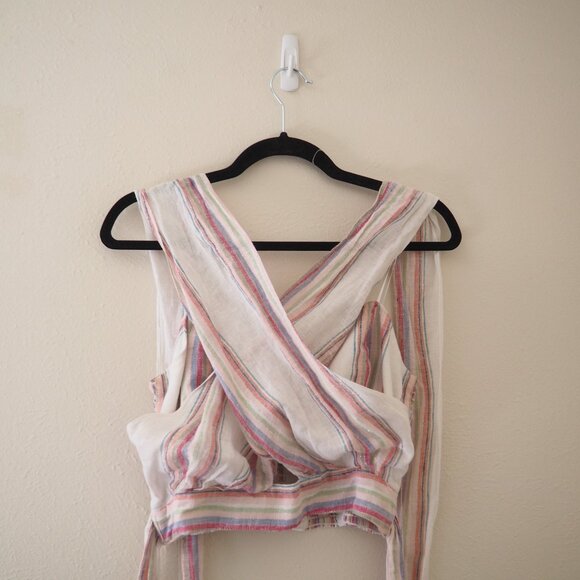 Amanda Uprichard MATCHING 2 Piece Ravine Positano Stripe Wrap Top & Pant sz L - Picture 10 of 13